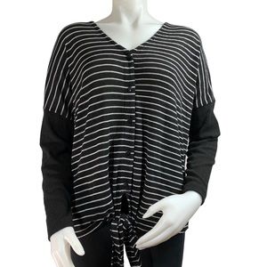🖤AMP Black Stripe Oversized Tie Front Tunic NWT🖤
